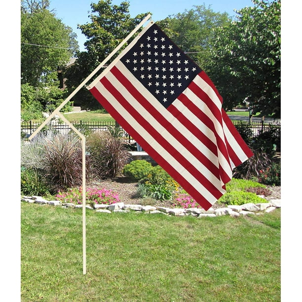 White PVC Flagpole, Made in The USA, Includes 3'x5' Made in USA Flag