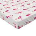 thumbnail image 2 of Ambesonne Flamingo Fitted Sheet, Tropic Birds and Spots, Queen Size, Hot Pink Blush, 2 of 3