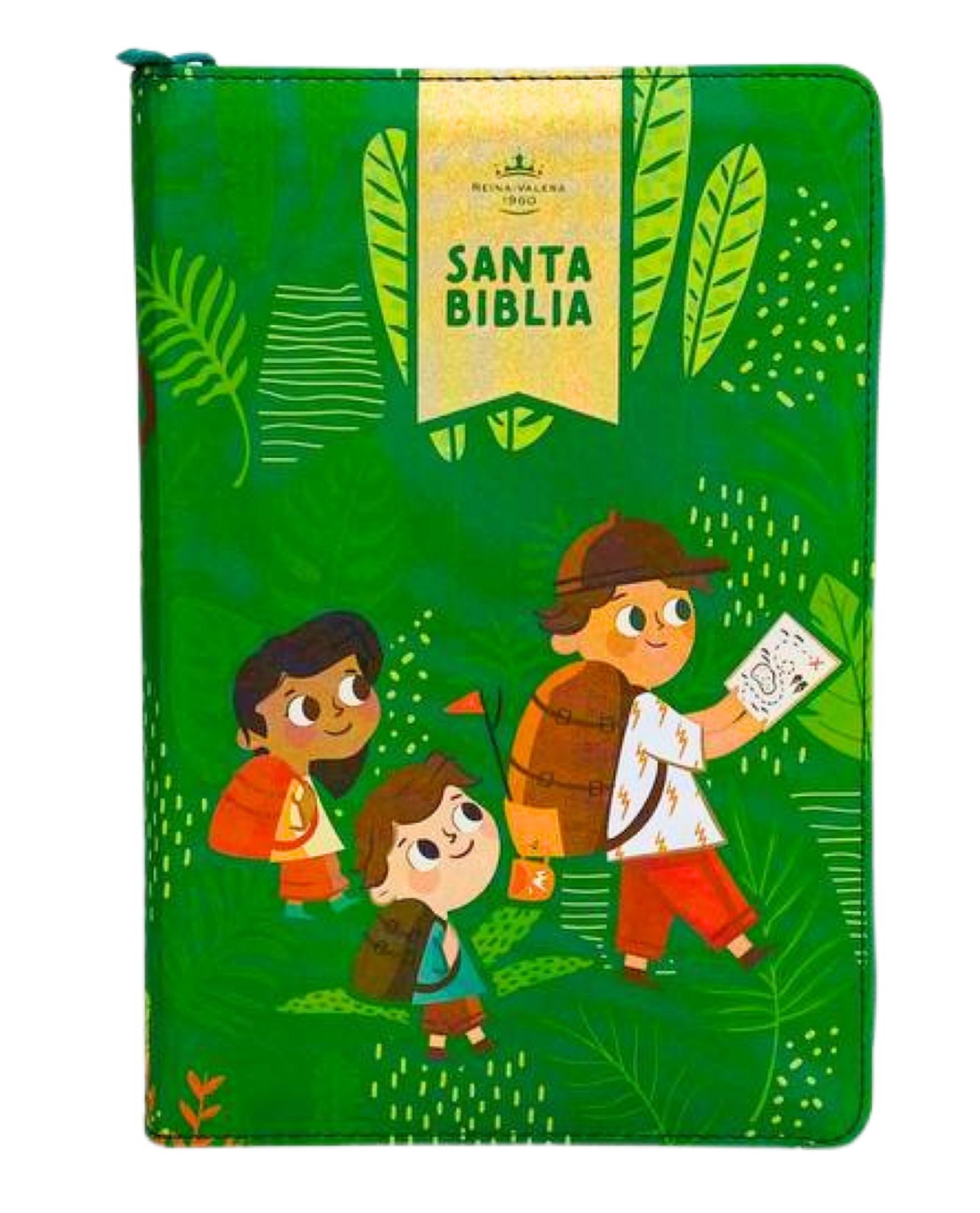 Biblia Para Niños Letra Grande Interactiva Con Cierre RV1960 Tela Verde ...