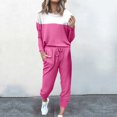 thumbnail image 2 of BLOCLOALO 2 Piece Lounge Set Pullover Crewneck Sweater Women's Outfit Crewneck Pullover Tops and Long Pants Sweatsuits with Sweatpants Long Sleeve Tops Casual Sets Casual Lounge Sets Hot Pink L, 2 of 5