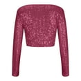thumbnail image 5 of Sequin Crop Tops for Women Long Sleeve Crewneck Glitter Tshirt Y2K Teen Girls Cute Sparkle Blouse Tees for Party Club, 5 of 6