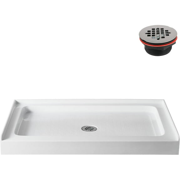 Streamline GB-621-488 48 in. x 32 in. Alcove Acrylic Shower Base in Glossy White With Center Drain, Drain Included