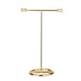 thumbnail image 2 of Jewelry Holder, Jewelry Stand, Gold Simple Aluminium Alloy T-Shaped Jewelry Rack with Round Base is Easy Access to Your Accessories or Acts as A Vintage Decor to Adding Fun Style to Your Home, 2 of 7