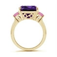 thumbnail image 2 of ANGARA Natural Cushion 6.15 ct Amethyst Cocktail Ring with Pink Sapphires in 14K Yellow Gold for Women (Size-12mm) | February Birthstone, Anniversary, Jewelry Gift for Women | Natural Amethyst Ring, 2 of 8