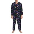 thumbnail image 3 of Yiaed Colorful Vintage Cactuses Print Men’s Pajamas Set - Long Sleeve Button Down Sleep Shirt and Pajama Bottoms Sleepwear Set Mens Pjs Sets Men's Pajama Bottoms-X-Large, 3 of 7