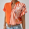 thumbnail image 2 of Camisa de manga corta con botones, camisa de manga corta con botones y estampado floral, blusa con botones en bloques de color, funcionamiento suave, 2 of 7