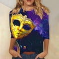 thumbnail image 2 of QATAINLAV Carnival Costume 3/4 Sleeve Spring Shirt Daily Tee Mask Print Blouse Mardi Gras Round Neck 2025 Tee Dressy Tunic Multicolor XXXL Weekly Prime, 2 of 6