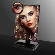 Fashion LED Makeup Mirror, 22 LED Lighted Vanity Mirror Make Up with Removable 10X Magnification Spot Mirror for Women，22 x 16cm Large Screen Beauty Cosmetic Mirror，Touch Dimmable