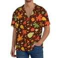 thumbnail image 3 of KLL Autumn Leaves Print Men's Shirt Short Sleeve Button Down Summer Cuba Beach Shirts- Small, 3 of 7