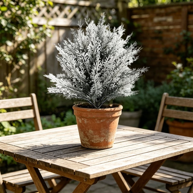 ZZkhGO Feuilles Rouges Artificielles, Couverture de Sol en Plastique Synthétique, Arbre de Jardin Extérieur Réaliste avec Base à Pic pour Arrangements Floraux en Pot, Blanc