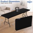 thumbnail image 2 of HaiCube 8 Foot Plastic Folding Table Portable Heavy Duty Rectangular Table with Carry Handle, Indoor Outdoor for Camping Picnic Party Dining, Black, 2 of 9