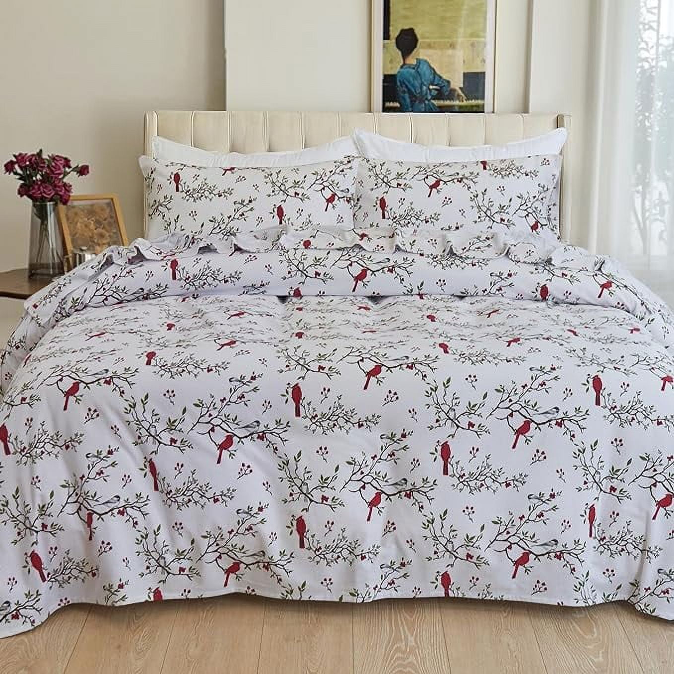 4-Piece Cotton Flannel Sheet Set, Deep Pocket Fitted, Queen, Cardinal