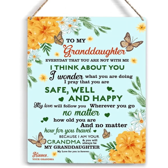 Inspirational Granddaughter Gifts from Grandma I Pray That You Are Safe Well Happy Wooden Hanging Sign Granddaughter Gifts Birthday New Year Christmas Gifts for Her Rooms Home Decor 8x10 Inch