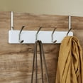 thumbnail image 3 of Melannco 18X6 Inch Over The Door MDF Coat Rack With 4 Silver Metal  Hooks White, 3 of 16