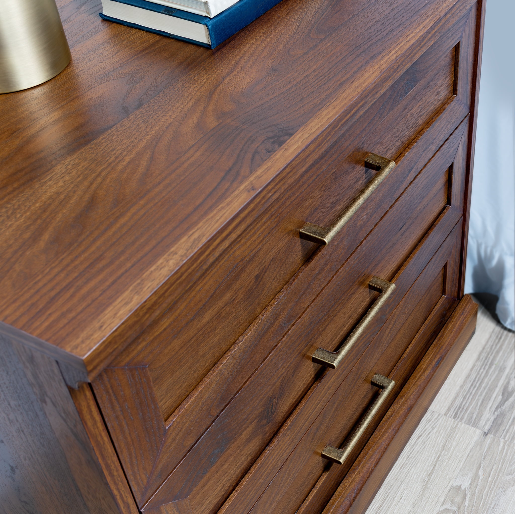 Mainstays Traditional Refined 3-Drawer Nightstand, Canyon Walnut Finish
