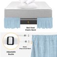 thumbnail image 5 of Light Blue Bed Skirt King Size 16 Inch Drop, Abstract Modern Farmhouse Solid Color Adjustable Elastic Dust Ruffles Bedskirt for King Bed Wrap Around Pleated Mattress Frame Cover, 5 of 9
