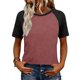 thumbnail image 1 of Camisetas de manga corta de verano para las mujeres Moda casual de manga de Raglan Color bloqueado Top, blusa de manga corta de las mujeres para la primavera, 1 of 8