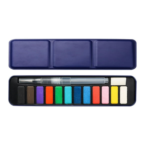 EGNMCR 12 Color Solid Watercolor Paint Suit Iron Box Art Supplies Portable Hand Drawn Children's Painting Paint Powder watercolor paints