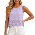 thumbnail image 2 of Sokhug Womens Sleeveless Tank Top 2026 Round Neck Trendy Crochet Lace Hem Soft Casual Camisole Tank Tops, 2 of 7