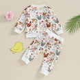 thumbnail image 4 of Coerni Baby Girls Full Pants Set Print Hoodie Set Casual Suits For Boys Girls Baby Swaddles Winter Suit Girls Baby Outfits Set, 4 of 5