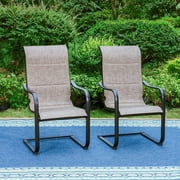 MF Studio 2PCS C Spring Outdoor Dining Chairs with Padded Seat and Back Metal Patio Furniture, Gray