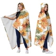 thumbnail image 2 of Wearable Blanket,White Green Stem Sunflower Pattern Hooded Wearable Sherpa Blanket for Adults & Teens,Winter Poncho Shawl Wrap Cape Thick Warm,60"x80", 2 of 5