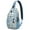Light Blue Christmas, variant on Sling Backpack,Light Blue Christmas House and Tree Pattern Sling Bag with Water Bottle Holder,Waterproof Sling Bag for Men/Women with Headphone Jack for Hiking,Travel