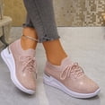 thumbnail image 3 of Wedge Sneakers for Women Sparkly Rhinestone Knit Mesh Casual Lace up Antislip Walking Shoes Slip on Stretch Sock Shoes Pink Size 8, 3 of 6