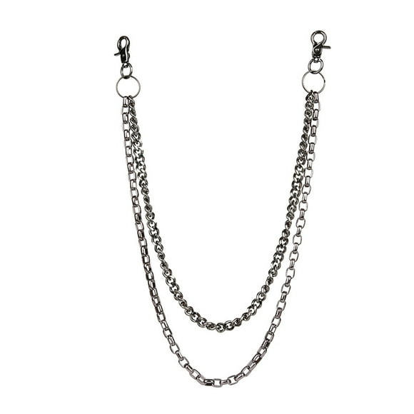 FRCOLOR Trousers Chain Trousers Chain Pocket Chain Stylish Double Strip Trousers Chain Jeans Pant Chain Accessory for Men (Black),25.59"X1.97"X0.39"