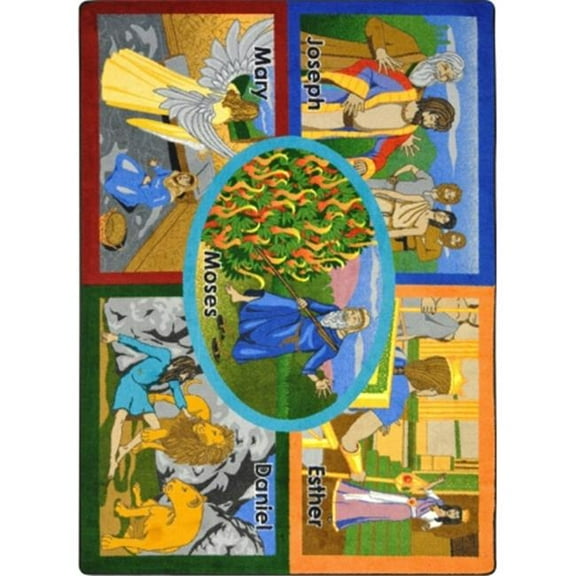 Kid Essentials Bible Stories Rectangle Inspirational Area Rugs  Multi Color - 7 ft. 8 in. x 10 ft. 9 in.