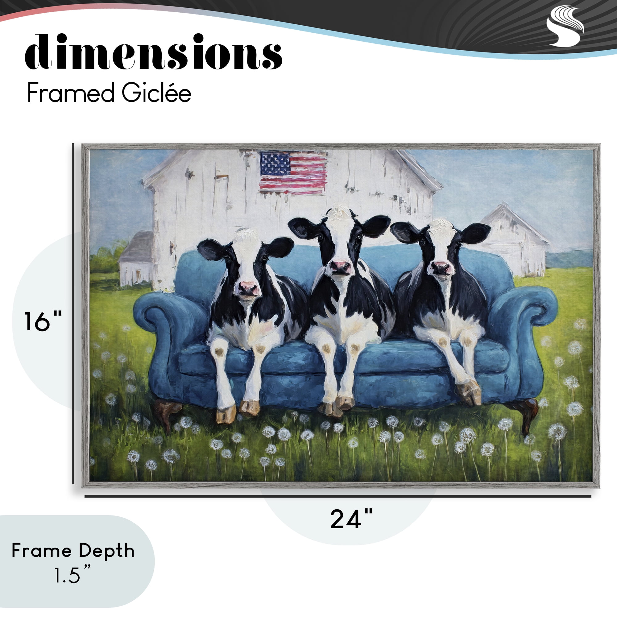 Stupell Industries Barnyard Sofa Sisters Gray Framed Giclee Art, design by Tina LeCour