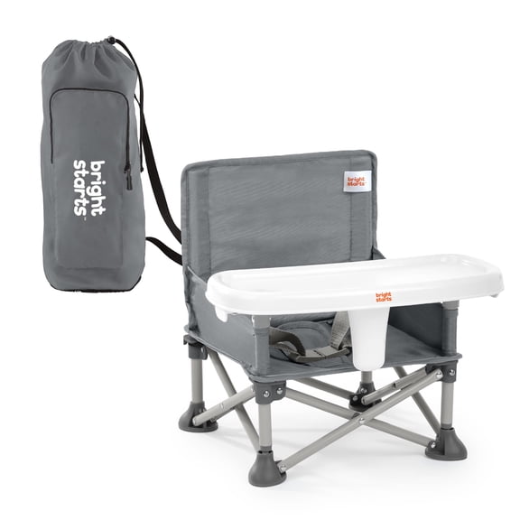 Bright Starts Pop 'N Sit Portable Booster, Grey, Infant to Toddler