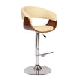 thumbnail image 1 of Armen Living Paris Tabouret de Bar Pivotant Moderne en Polyuréthane, Crème et Noyer, 1 of 2