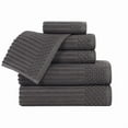 thumbnail image 2 of Superior Soho Ribbed Cotton 6-Piece Assorted Towel Set, Charcoal, 2 of 9