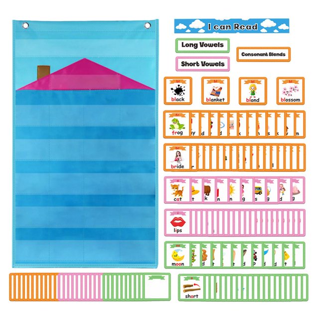 de bolsillo Azul Aprender Gramática Fácil Colgar de Enseñanza Junta Educativa Gramática con 154 Tarjetas de Bolsa Colgante para Niños de