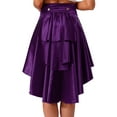 thumbnail image 2 of YiZYiF Womens Gothic Medieval Steampunk Satiny Pirate Skirt Lace-up Tiered Ruffled High Low Skirts Purple L, 2 of 7