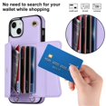 thumbnail image 2 of For iPhone 15 RFID Blocking Protective Purse Wallet Case Magnetic Organ Style Flip Cover Multi-Card Slots Pocket With Detachable Shoulder Strap And Wrist Strap,Purple,For iPhone 15, 2 of 7