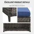 thumbnail image 4 of PARKWELL 2PCS  Outdoor Wicker Ottoman Patio Rattan Furniture Metal Footrest Seat Square Footstool Patio Furniture w/ Blue Cushion, 4 of 6