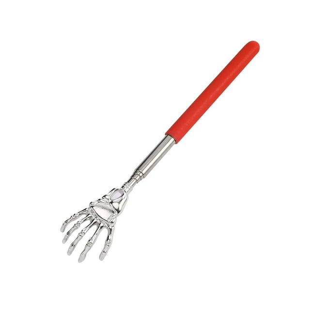 Outil de Grattage du Dos en Acier Inoxydable Rouge avec Design de Main Fantôme et Prise Douce pour Soulagement des Démangeaisons et Massage Longueur Réglable pour Dos Jambes et Cuir Chevelu Usage Quotidien