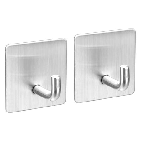 

Uxcell Self Adhesive Wall Hooks 304 Stainless Steel Sticky Hooks Silver Tone 2 Pack
