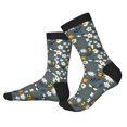 thumbnail image 2 of Pofeuu Flowers and Bee Print Crew Socks, Adult Running Hiking Socks for Youth and Adult, 2 of 7