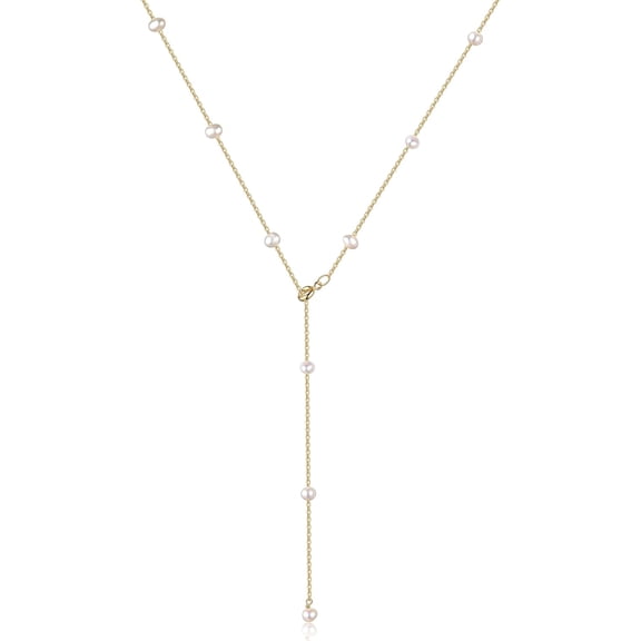 Gold Pro Y Shaped Pearl Necklace Lariat Drop Cultured Baroque Pearls Choker Dainty Manually Crafted Jewelry Mother's Day Gifts suitable for Women[j210]