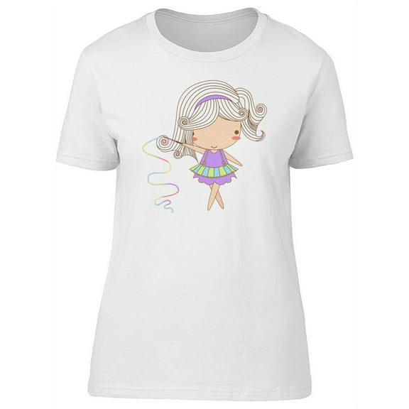 Cute Gymnastics Ribbon Girl T-Shirt Women -Image by Shutterstock, Female x-Large