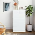 thumbnail image 2 of Rlietter Chest of Drawers, White Wood 5-Tiers Dresser and Chest of Drawers for Bedroom with 6 Wood Drawers , 42.9" Tall Dresser for Bedroom, 2 of 8