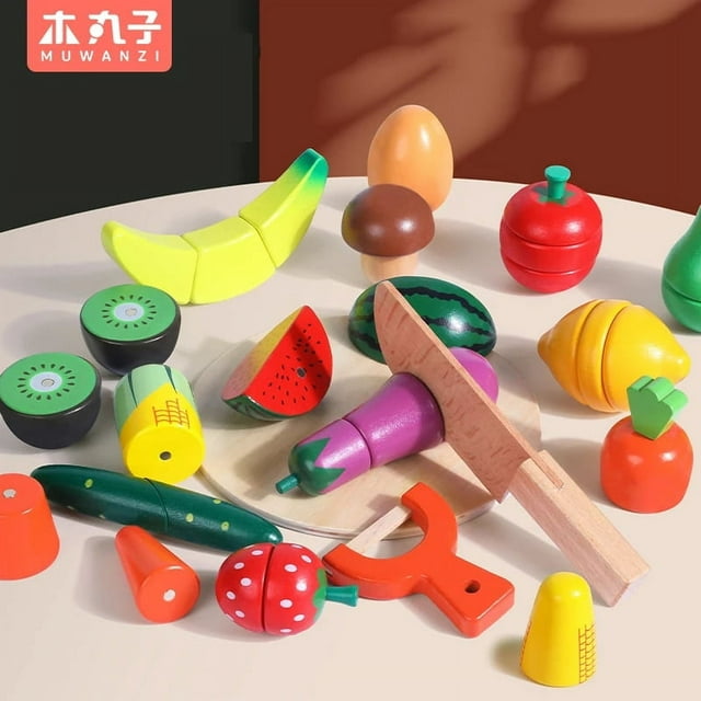 Simulation Kitchen Pretend Toy Wooden Classic Game Montessori Educational Toy For Children Kids Gift Cutting Fruit Vegetable Set