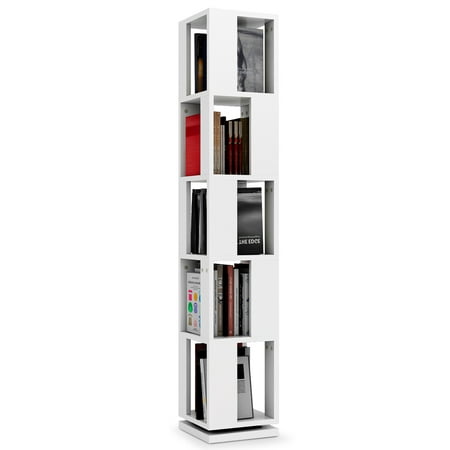 Tribesigns 5 Tier Rotating Bookshelf Modern Corner Bookcase For