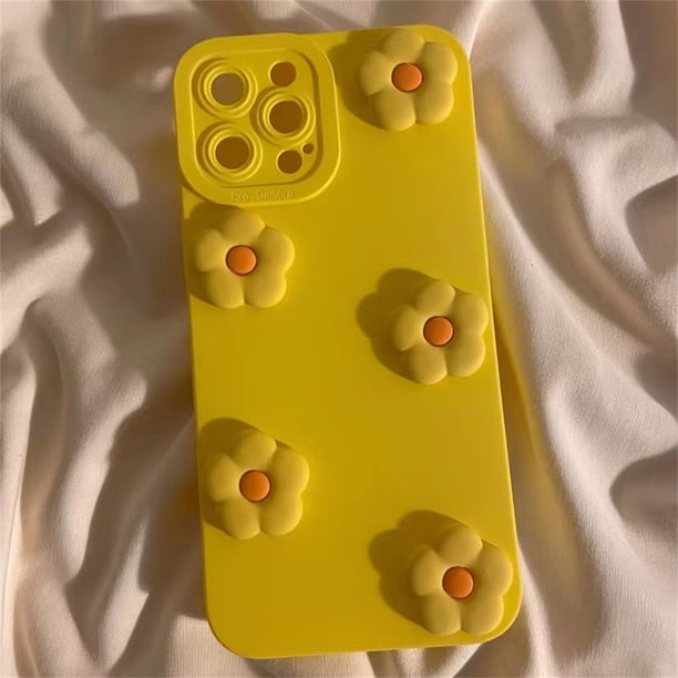 Funda suave con flores en 3D para iPhone, carcasa bonita, coreana, francesa, Color caramelo, Simple, azul Klein, para iPhone 14, 13, 12, 11 Pro Max, X, XS, XR, 8 plus Fivean unisex