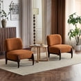 thumbnail image 2 of 25.5" Lounge Chair With Solid Wood - Orange Boucle Fabric Comfortable For Home (living Room, Bedroom, Office Modern Spacious Seating Relaxation In Living, 2 of 6