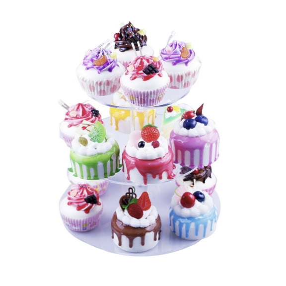 HMROVOOM Round Acrylic Cupcake Stand,Cupcake Tier Stands,Cupcake Holder Rack for Wedding Party Birthday 3 Tier Round(4" Between 2 Layers)