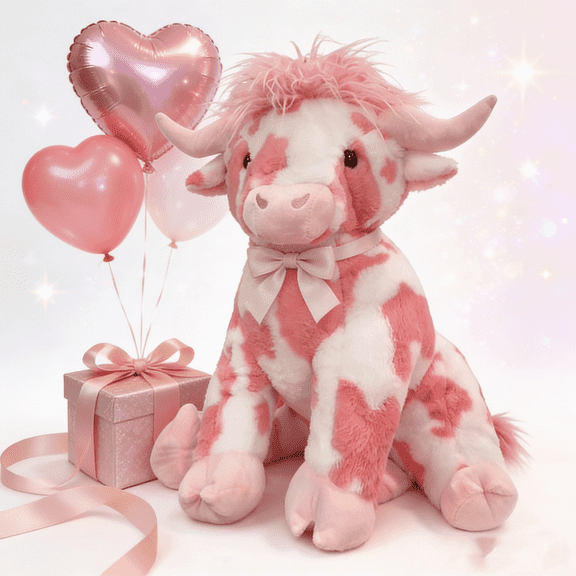 SDOHIG Highland Cow Stuffed Animals, Highland Cow Gifts for Women, Highland Cow Plush, Pink, 20", Valentine's Day Birthday Gifts for Men Women, New Year Decorations